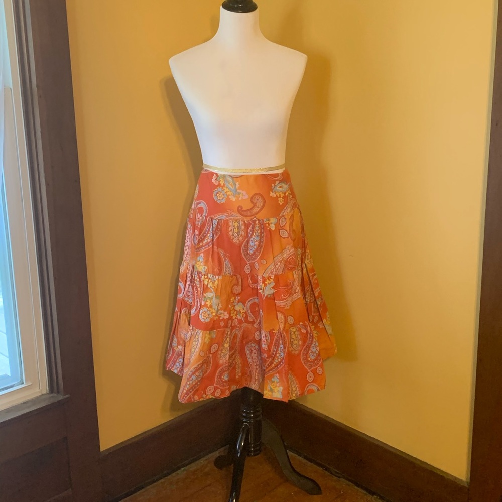 Orange Paisley Chaps Tiered Skirt